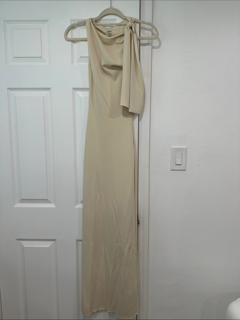 Asymmetric One-Shoulder Maxi Dress in Cream